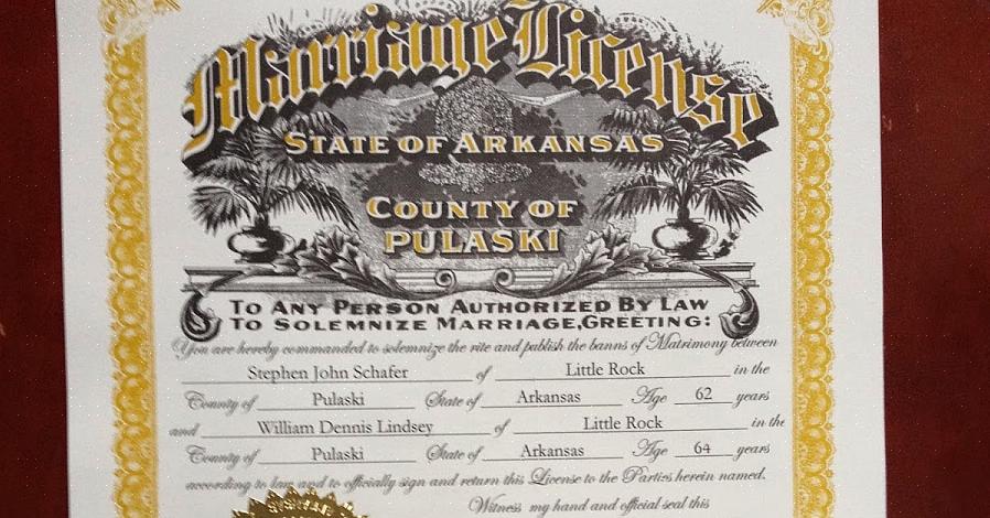 Huwelijksvergunningen in Arkansas worden afgegeven door het plaatselijke kantoor van de County Clerk
