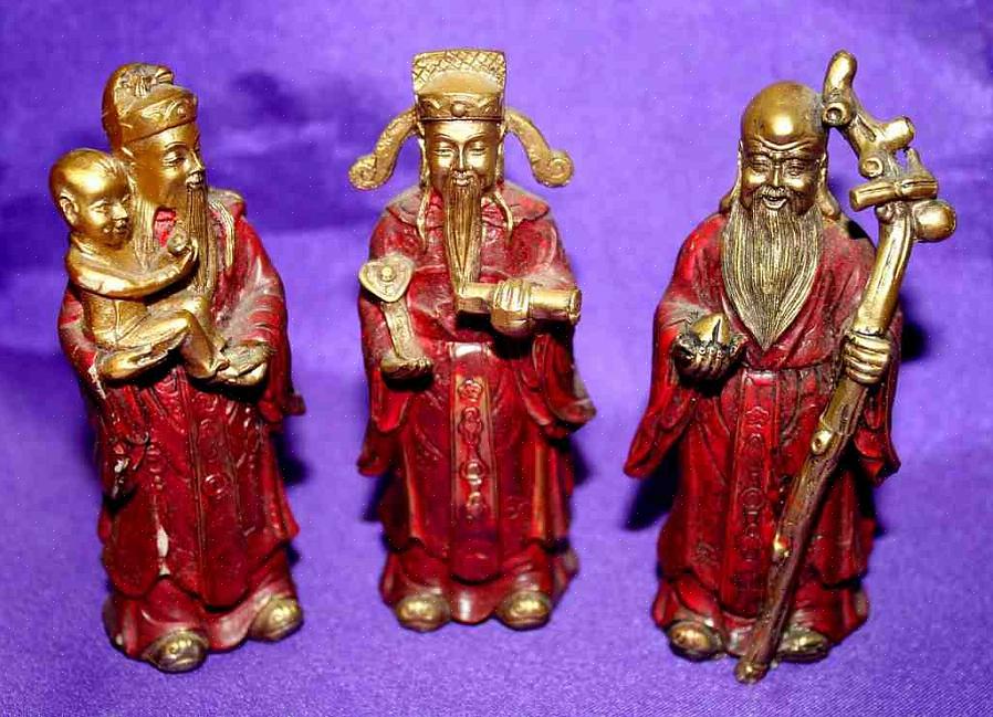 De drie feng shui-goden van rijkdom zijn Fuk