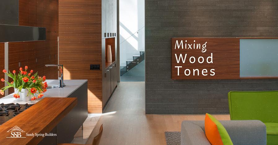 In een echte kamer ziet een bekwame mix van verschillende houtafwerkingen er veel stijlvoller uit