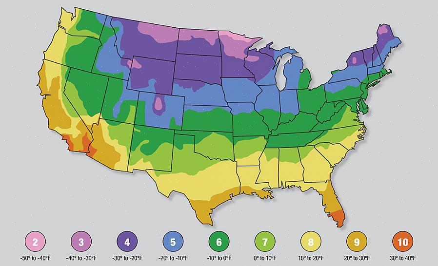 De USDA Plant Hardiness Zone-kaart is een veelgebruikte referentie die tuinders